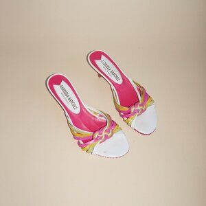 “Gabriela Sanchez” Vintage Leather Pink Sandal Kitten Heels - Size 6.5